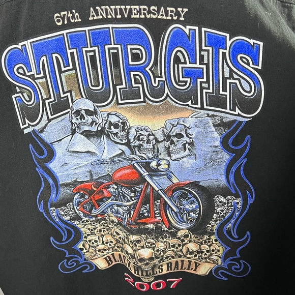 Sturgis Black Hills Rally 67th 2007 Anniversary Men’s Cut Off Denim Shirt 5XL - Picture 2 of 8